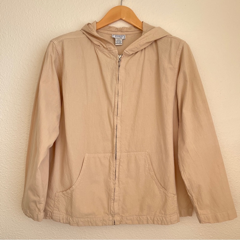 Vintage Jennifer Moore Cotton Sailing Beach Hoody Jacket Zip Front Natural